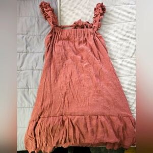 Blu Pepper Women's Ruffled Dress. Rust/Brown/orange. Size S